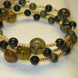 3/$20 | Green/brown natural stone/glass br…
